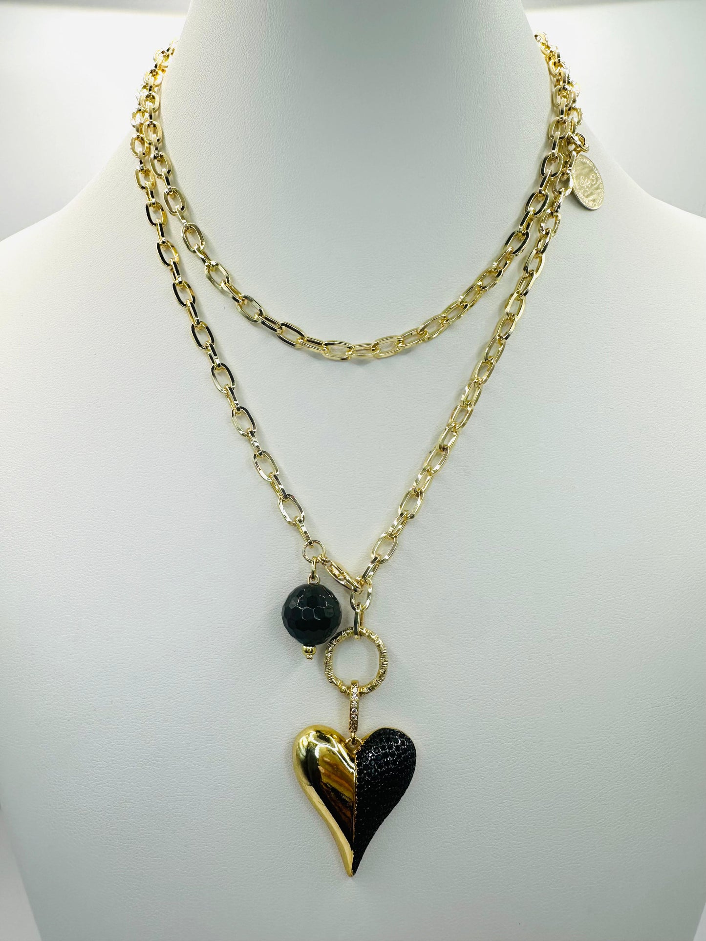 Black triple heart necklace