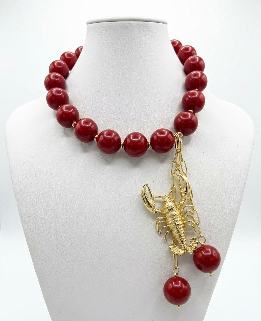Candy Red Lobster Necklace