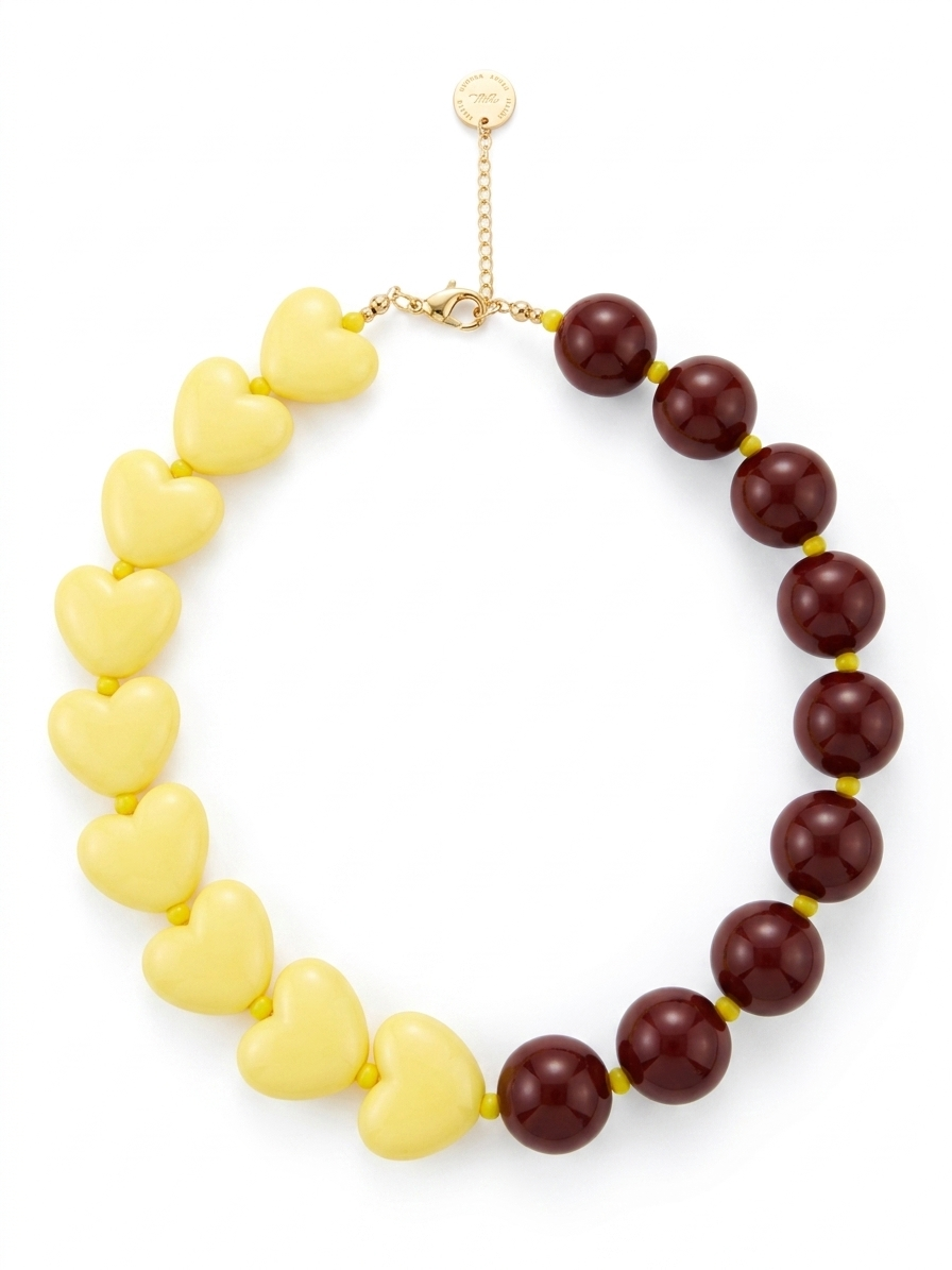 Candy Bom mini Heart Necklace Yellow brown