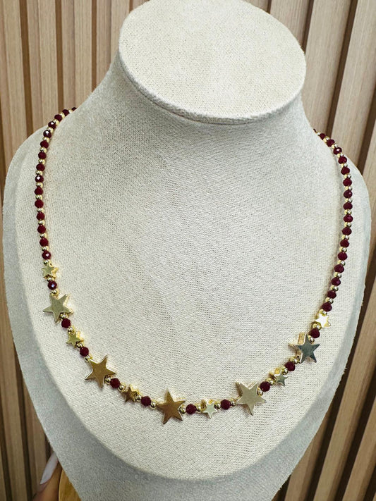 Burgundy star necklace