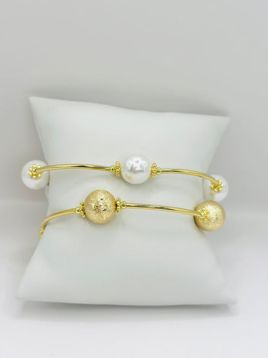 Duo pearl and bright bracelet