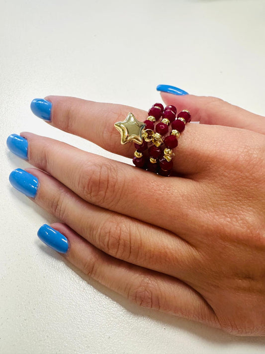 Burgundy star ring