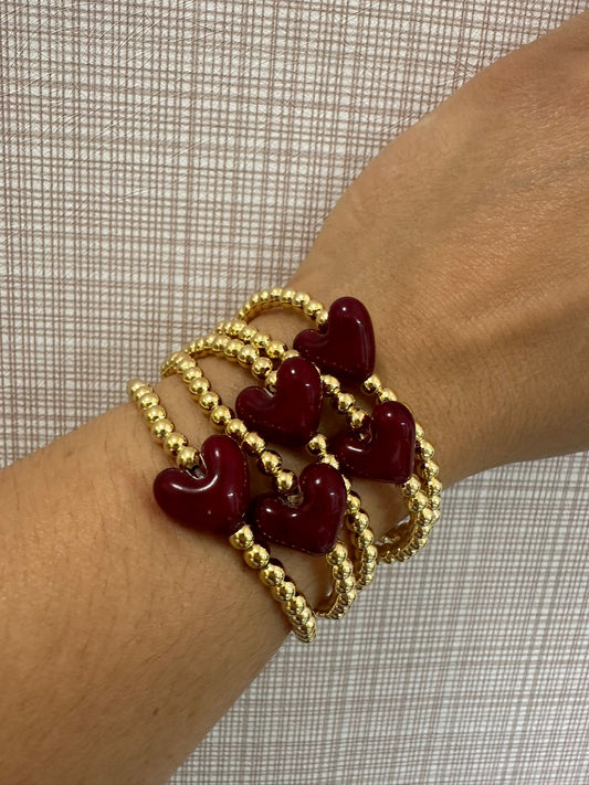 Magnolias wine heart bracelet