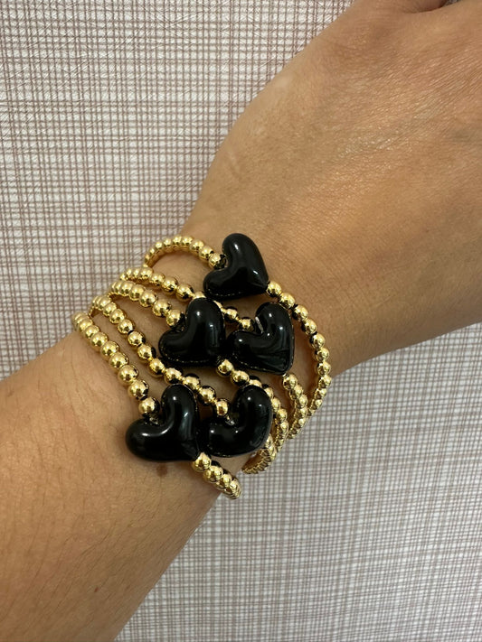 Magnolias black heart bracelet