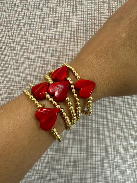 Magnolias red heart bracelet