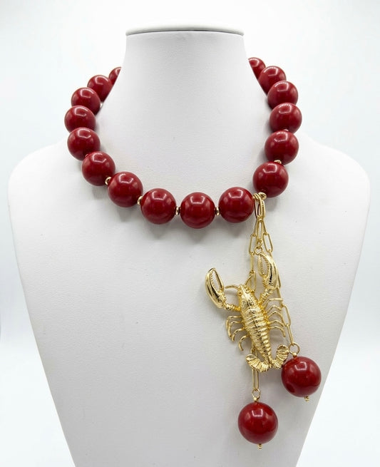 Candy Red Lobster Necklace