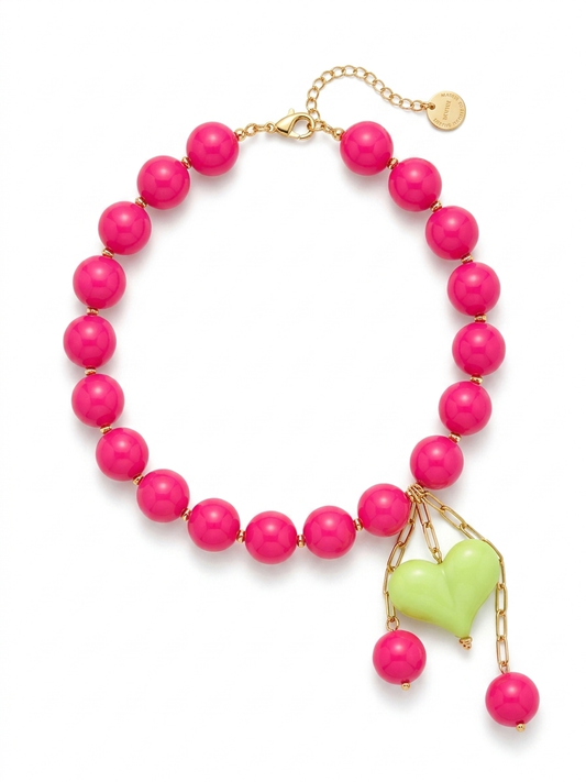Candy Bom Heart fuchsia with green