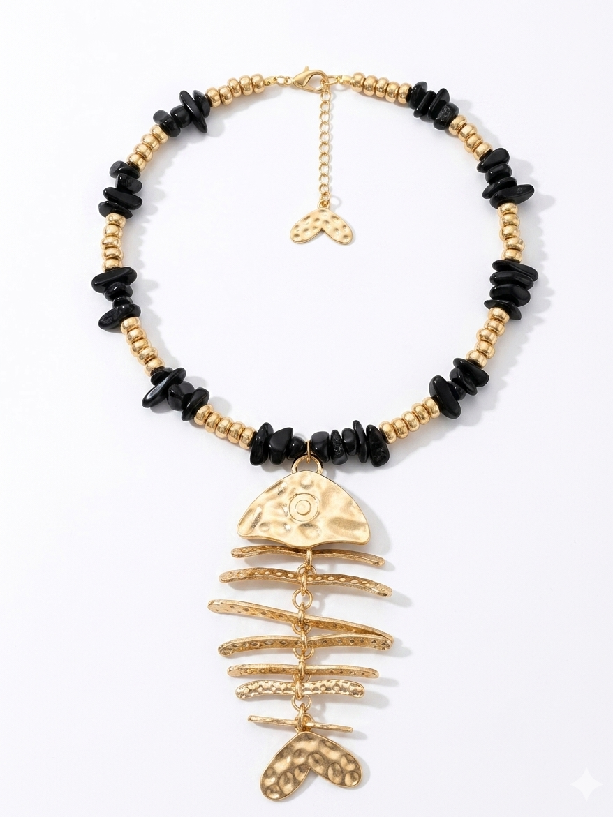 Real Fish Necklace black