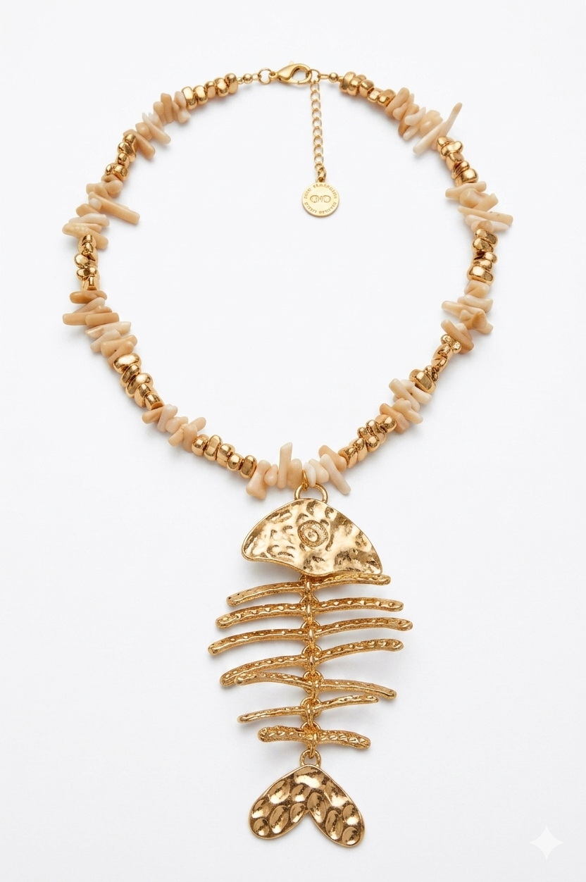 Real fish Necklace nude