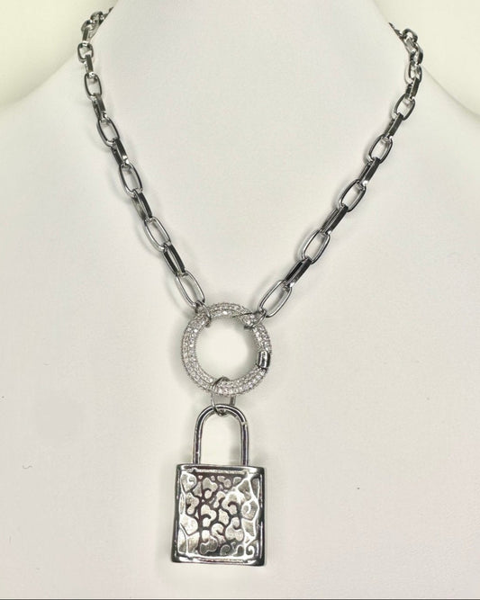 Silver padlock necklace